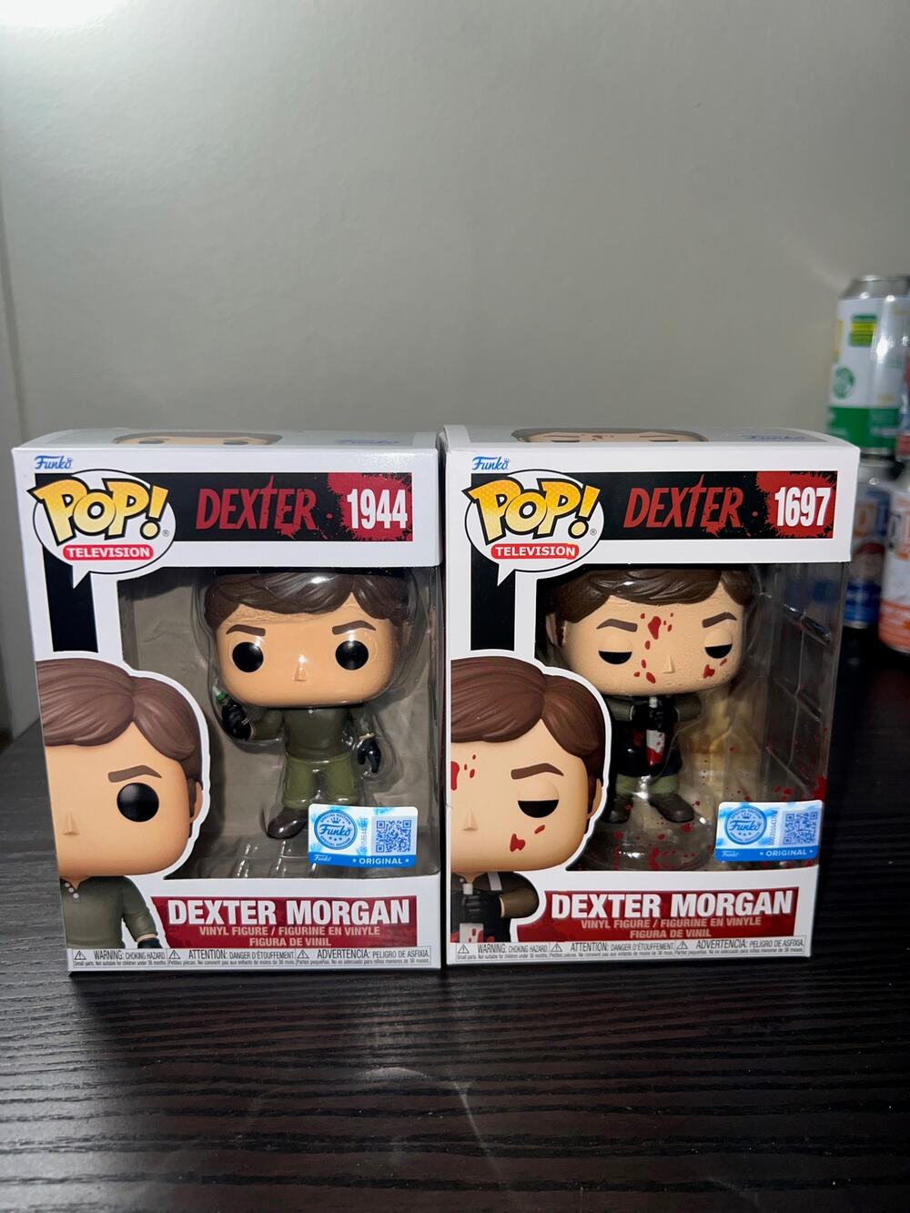 TWO EXCLUSIVE Dexter Morgan Funko Pops w/ Syringe #1944 BLOODY #1697 Horror TV
